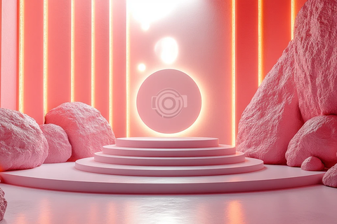 粉色圆台几何场景