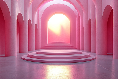 粉色圆台几何场景