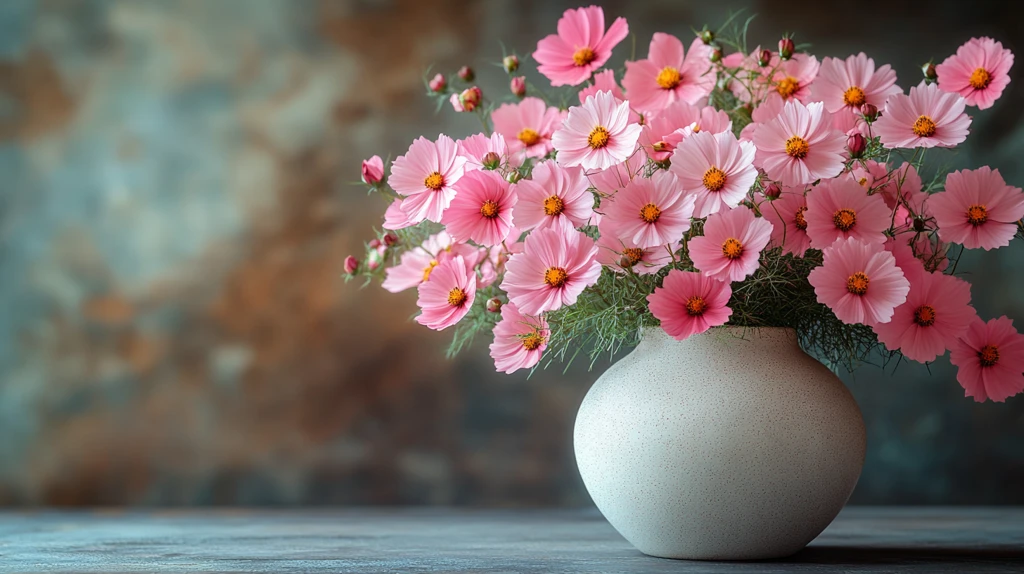 粉色波斯菊排列