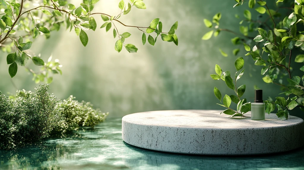 白色石台绿色树叶