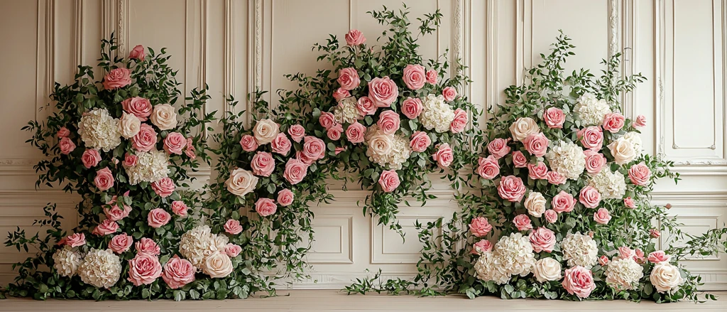 奶油色墙板玫瑰背景