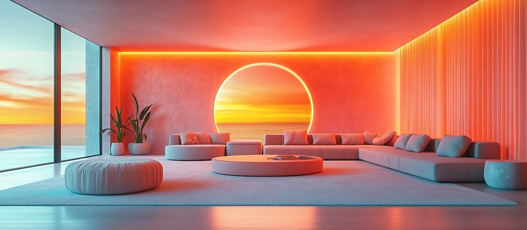 桃色绒毛客厅设计