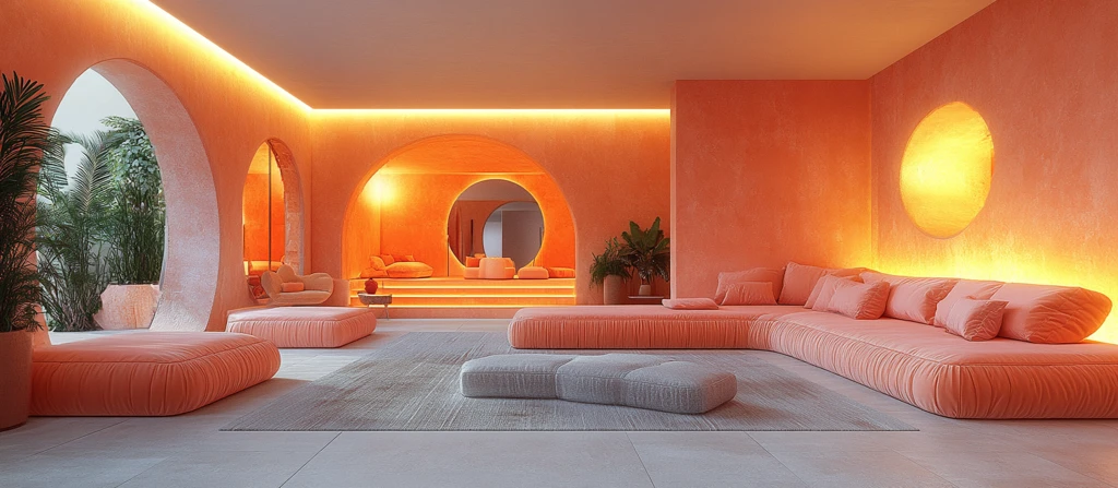 桃色绒毛客厅设计