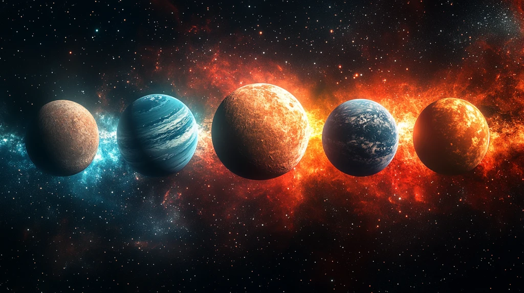 五行星与银河背景