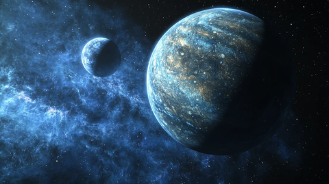 两行星与星云背景