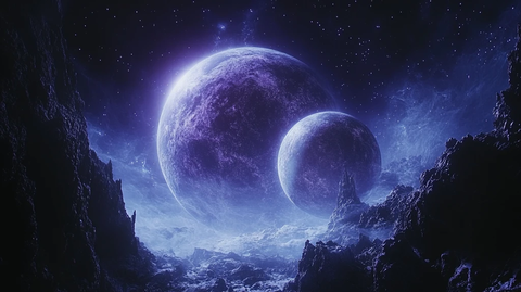 两行星与星云背景