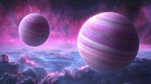 两行星与星云背景