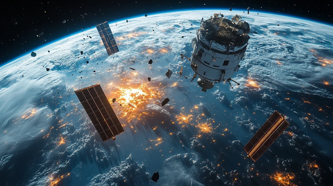 卫星残骸漂浮太空