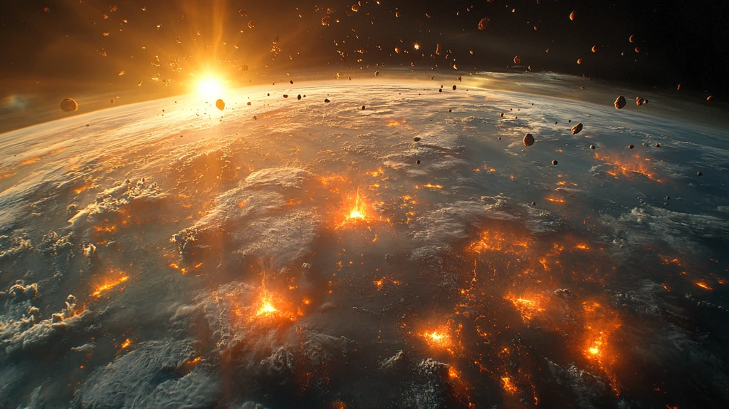 卫星残骸漂浮太空