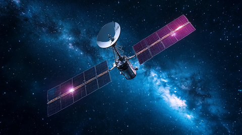 卫星太空飞行图