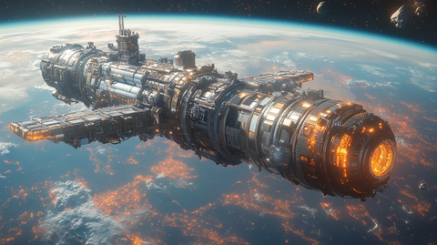 太空站与地球背景