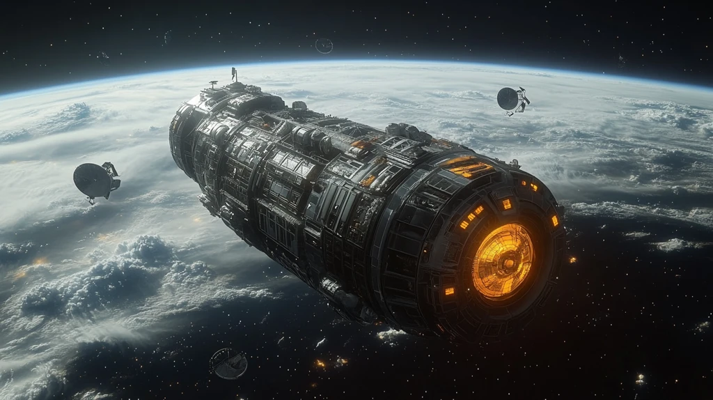 空间站与卫星环绕