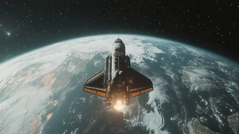 太空穿梭机悬停地球