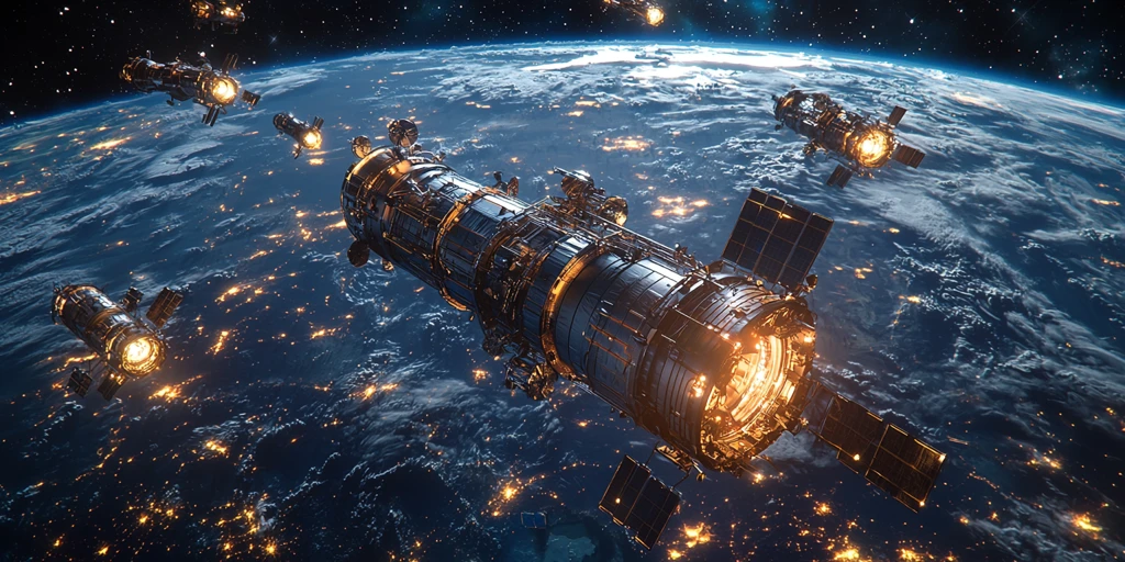 卫星群环绕地球