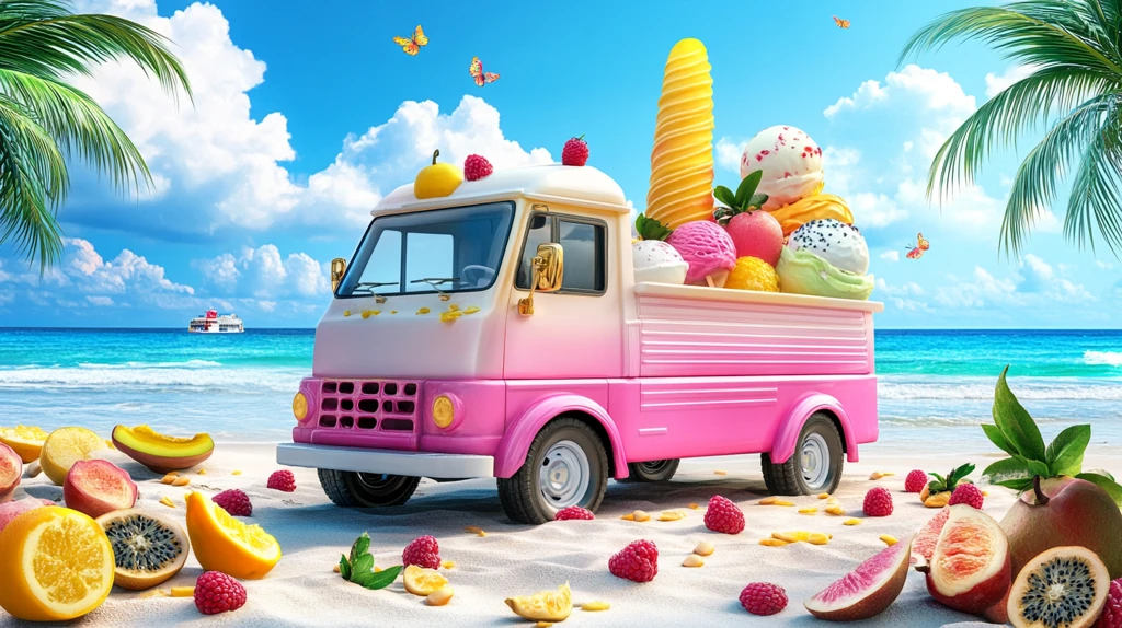 冰淇淋车插画