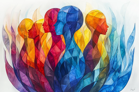 抽象女性彩色水彩