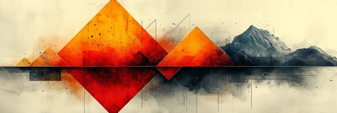 几何形状水彩画