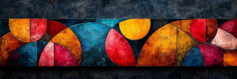 几何形状水彩画