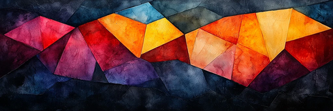 几何形状水彩画