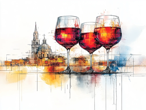 蓝橙黄流体抽象画