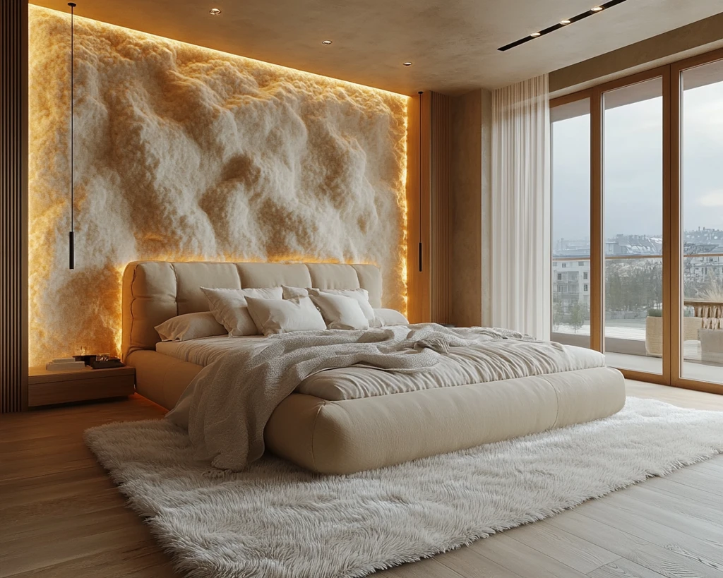 软光墙纸大床头柜灯