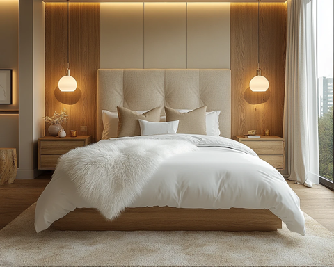 软光墙纸大床头柜灯