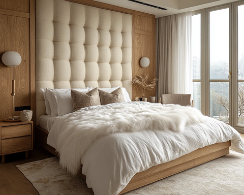 软光墙纸大床头柜灯