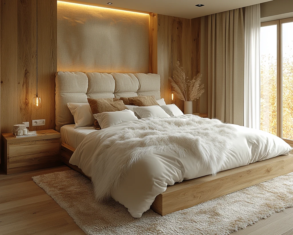 软光墙纸大床头柜灯