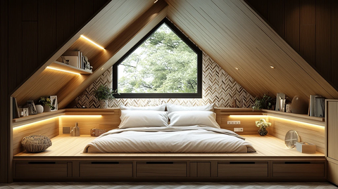木墙卧室渲染图