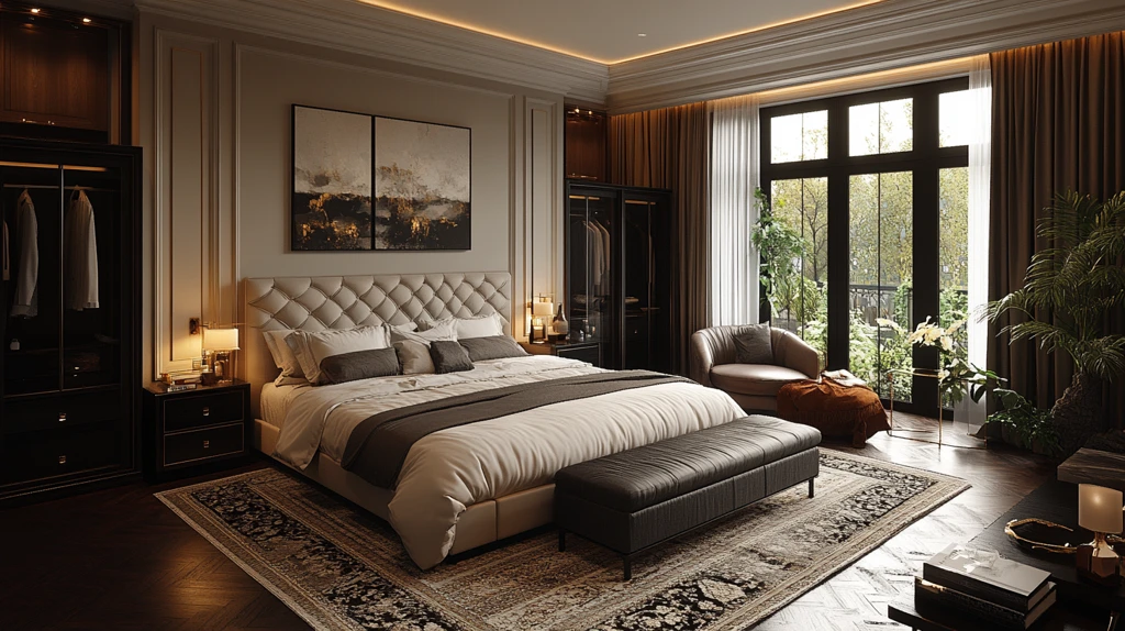 奶油灰黑经典卧室