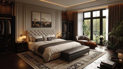 奶油灰黑经典卧室