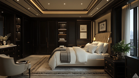 奶油灰黑经典卧室