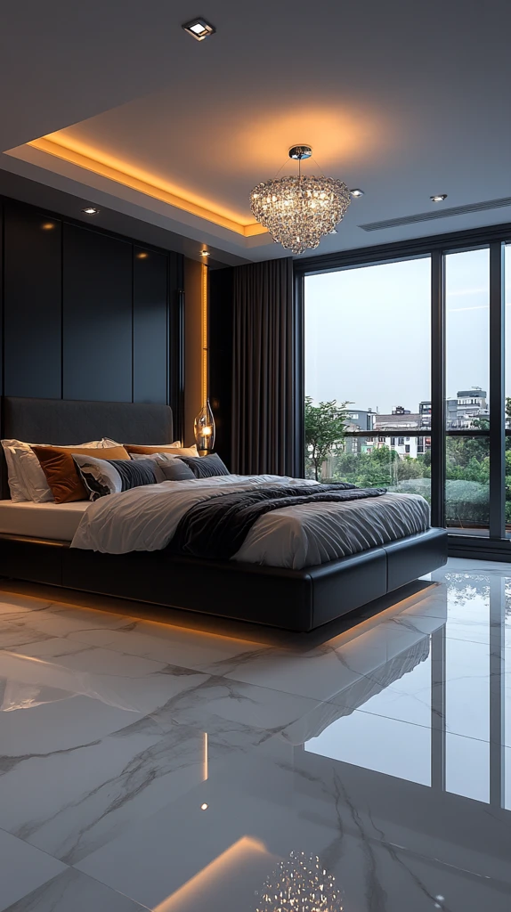 黑白卧室城市景观