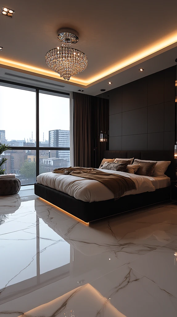 黑白卧室城市景观