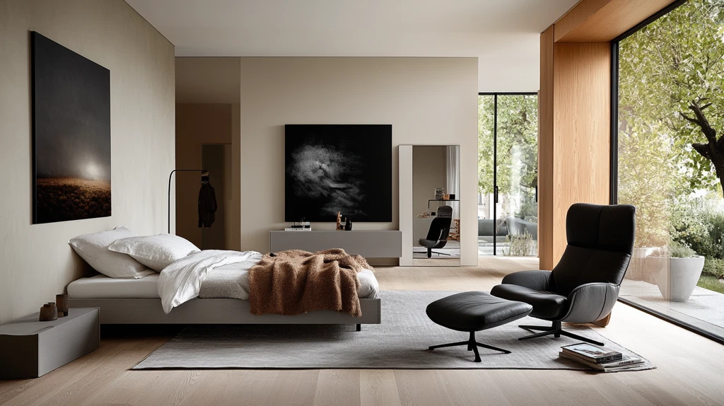 白墙灰家具卧室