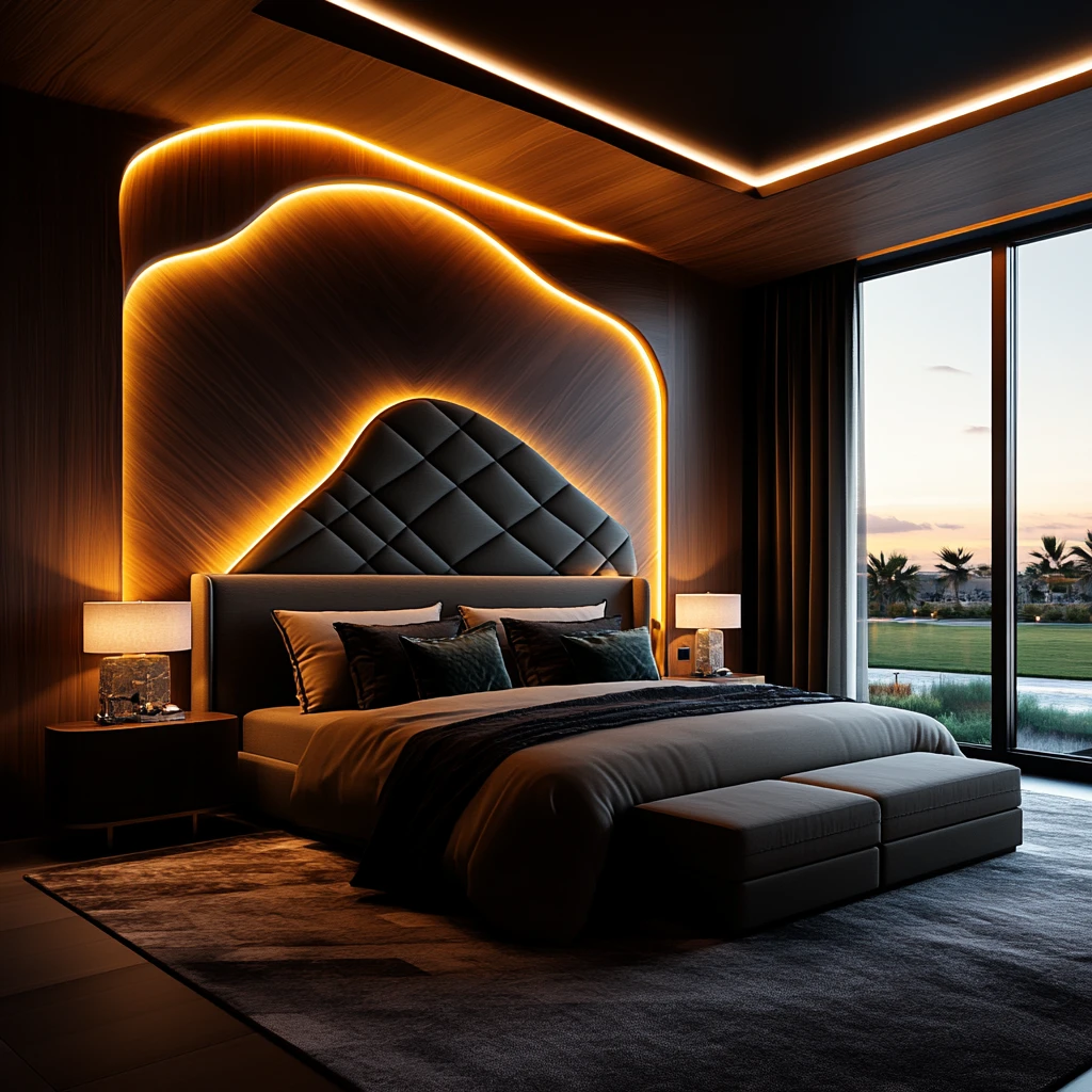 木板墙灰色床头