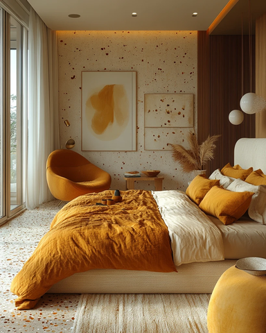 红铜米色平台床