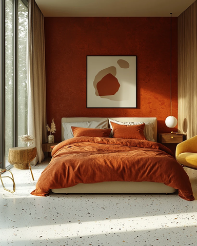 红铜米色平台床