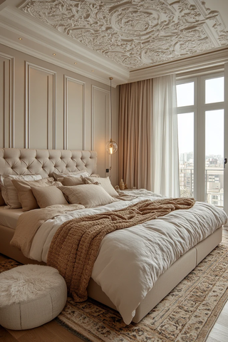 轻灰床头板大床设计