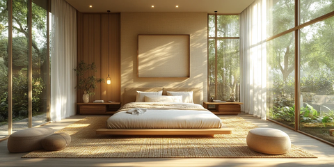 中性色调卧室床头板