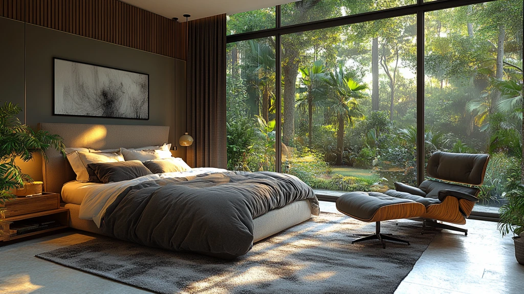 深灰遮光窗帘窗景