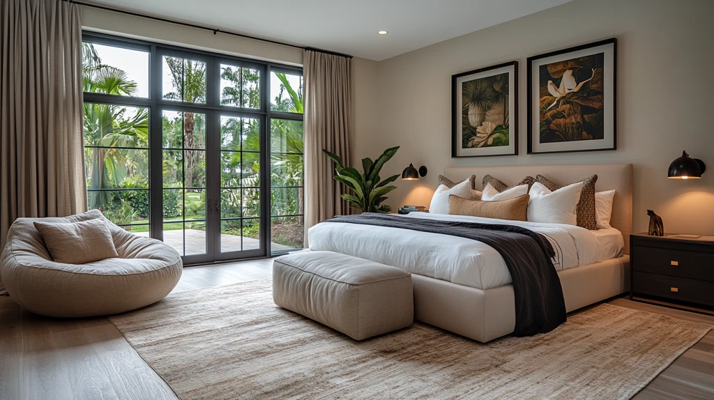 深灰遮光窗帘窗景