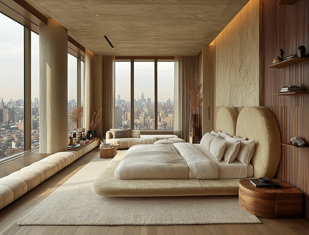 大床卧室城市景观