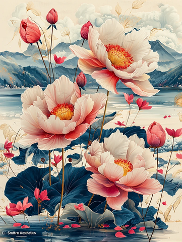 粉色白花刺绣图案