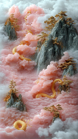 金镶玉山水云蛇图