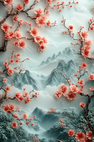 玉色山水祥云图