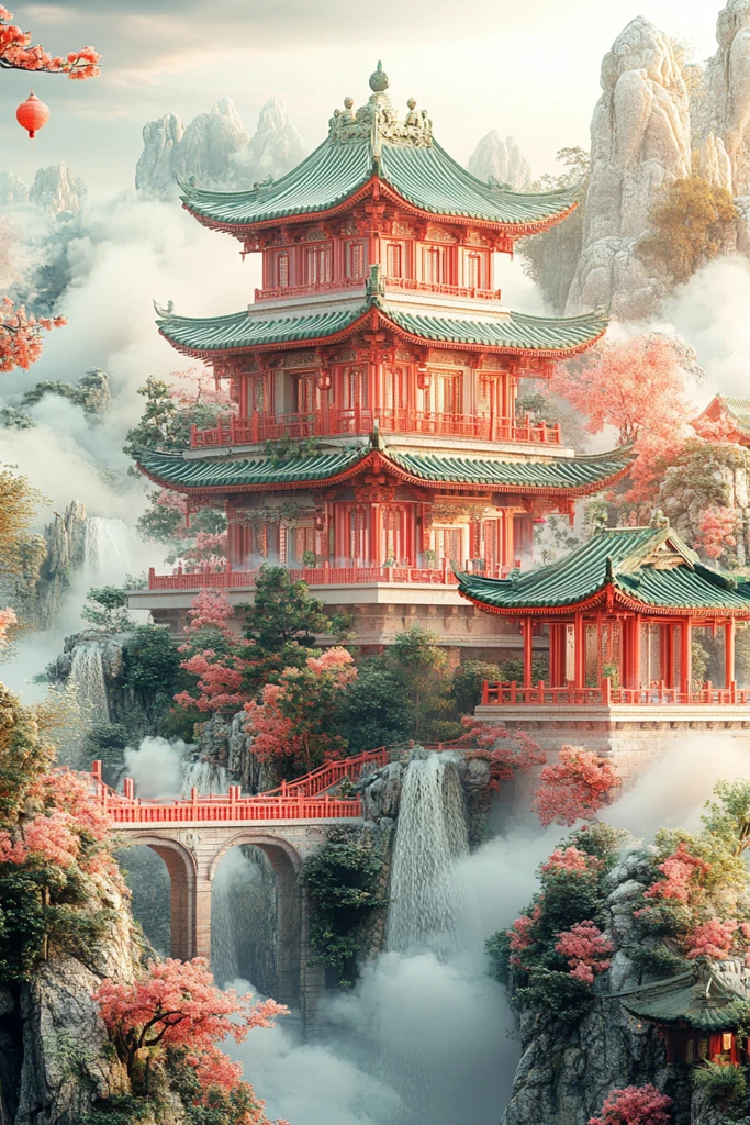 玉色山水祥云图