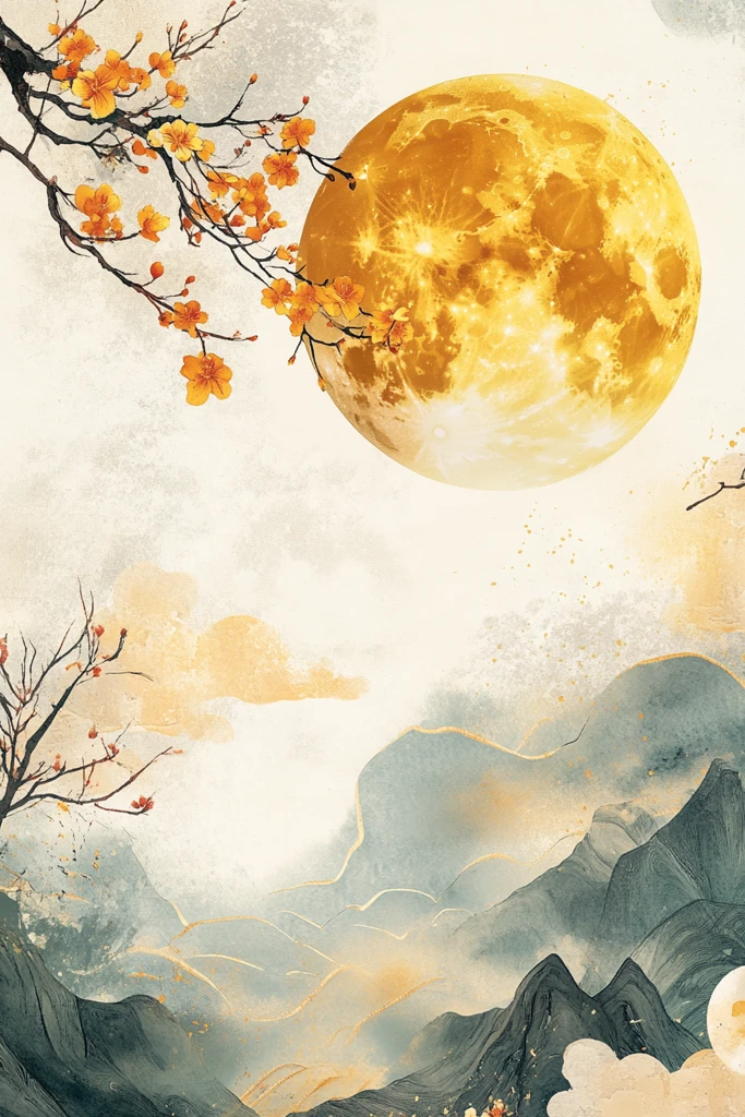 月云间绿意花影