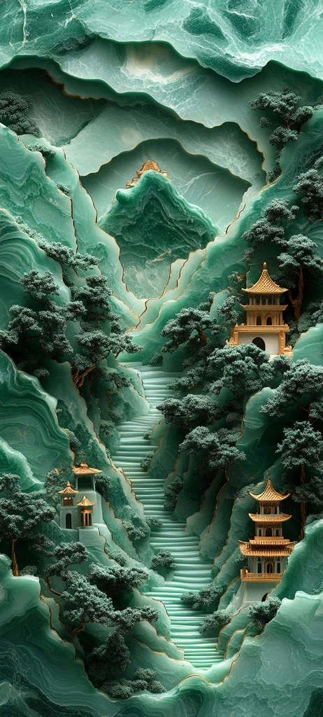 玉雕山水手机壳