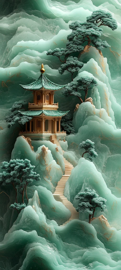 玉雕山水手机壳